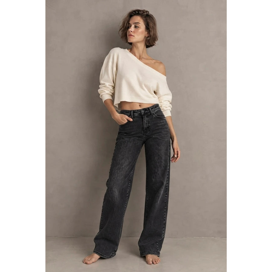 Graphite mid rise wide leg jeans view 1