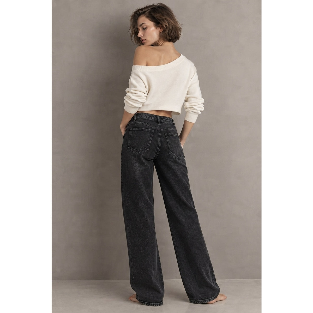 Graphite mid rise wide leg jeans view 2