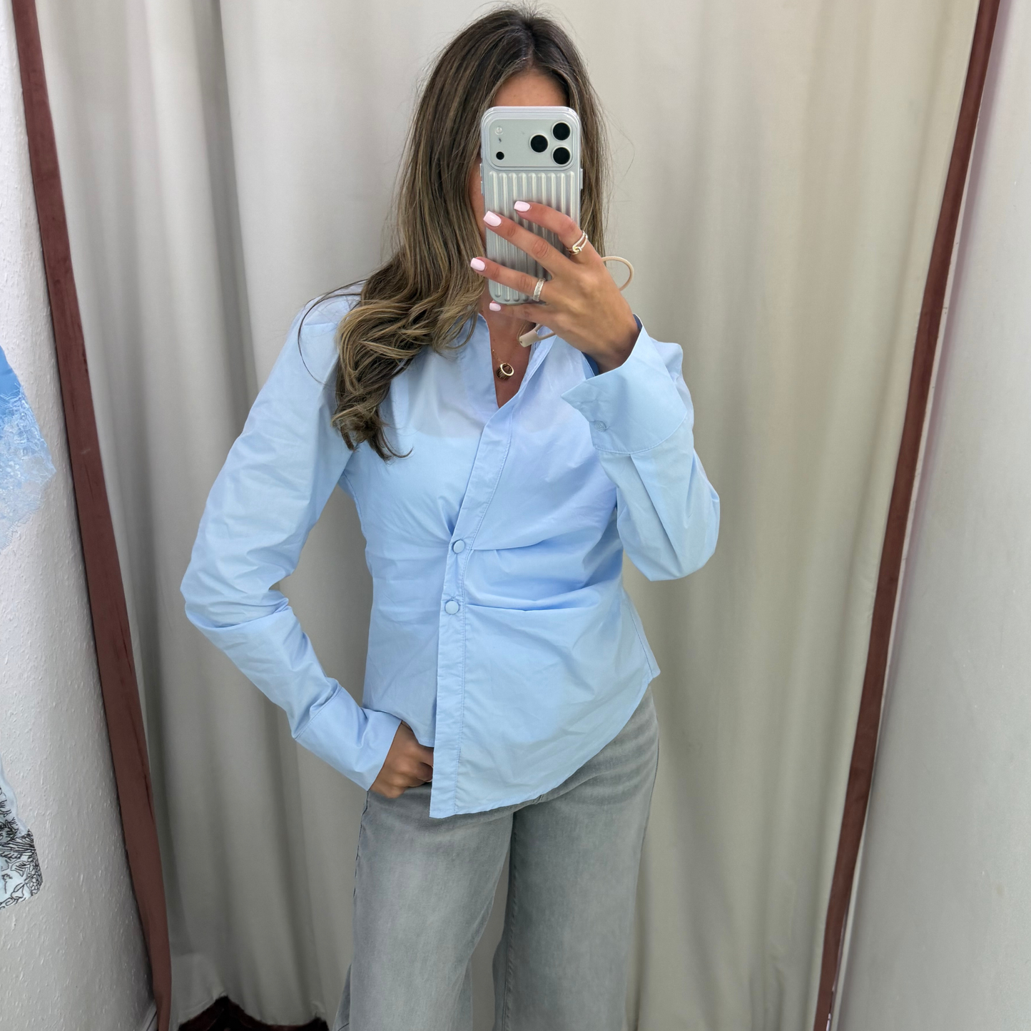 Blue Button Front Shirt