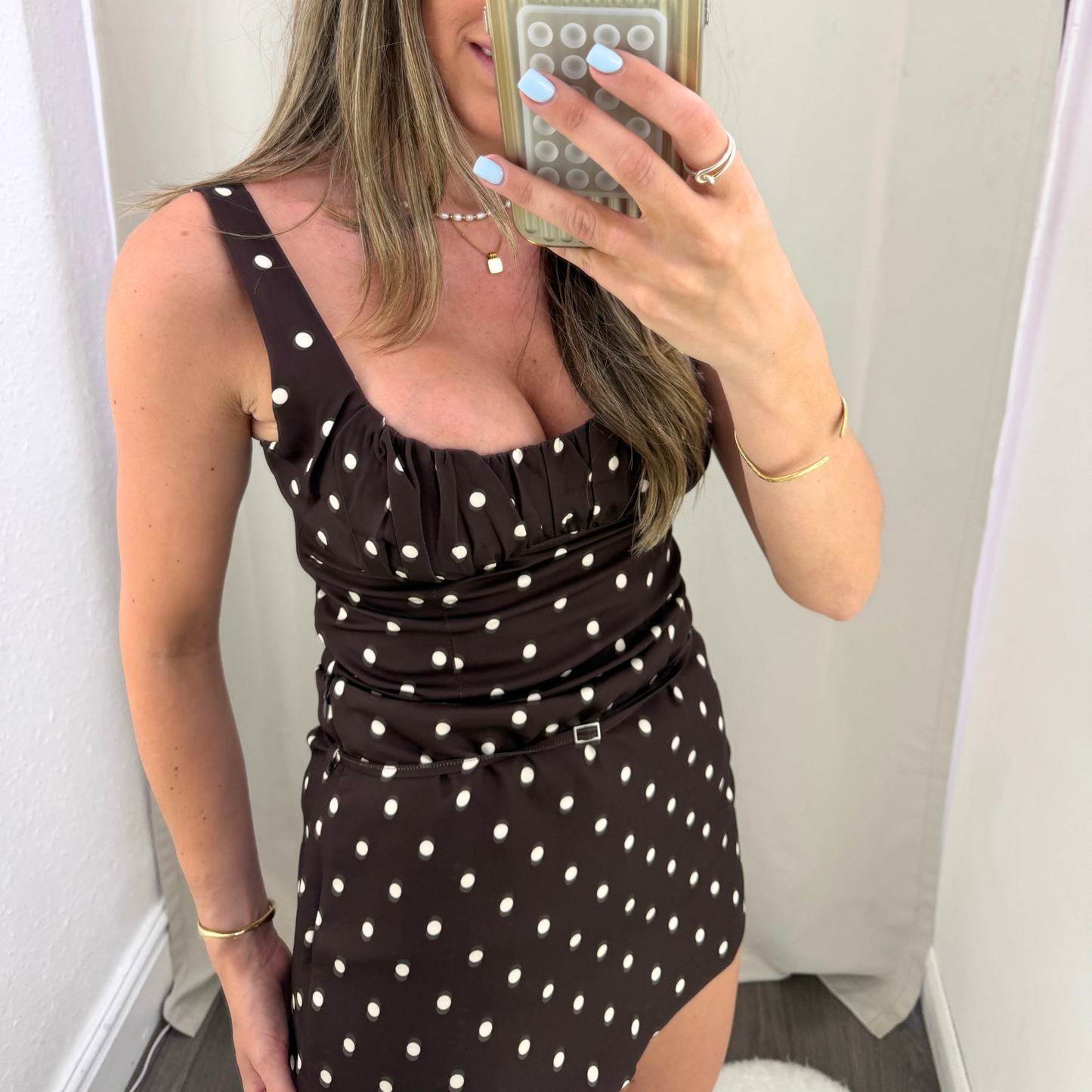 Chocolate polka dot skort