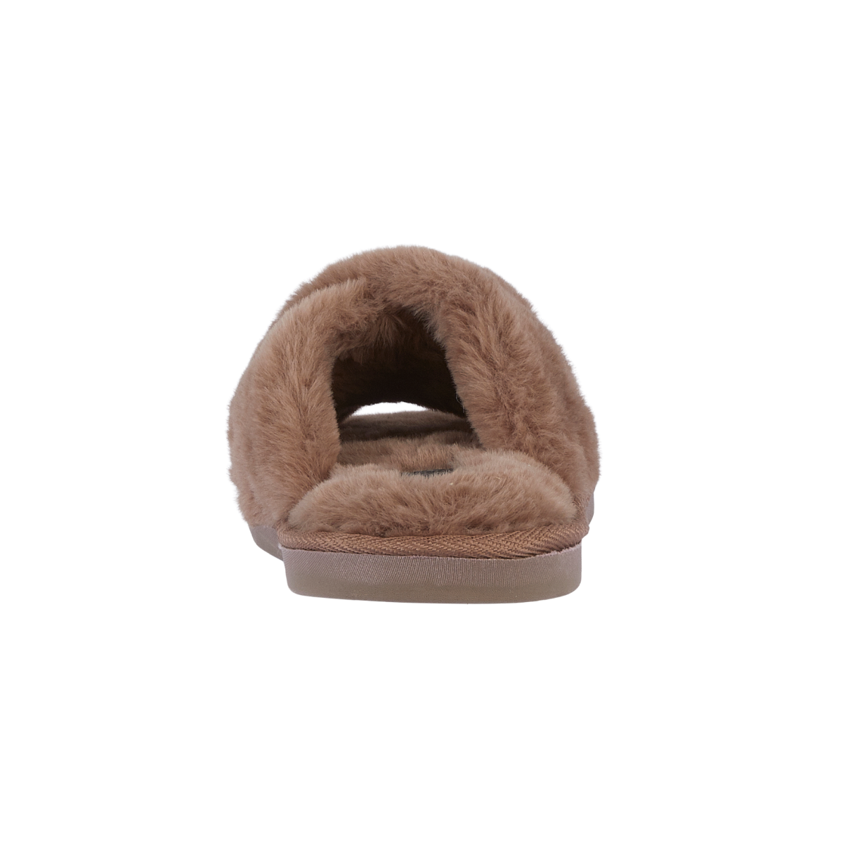 Casey mushroom fluffy cross strap mule slippers – heel view
