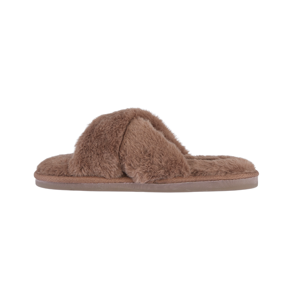 Casey mushroom fluffy cross strap mule slippers – instep view