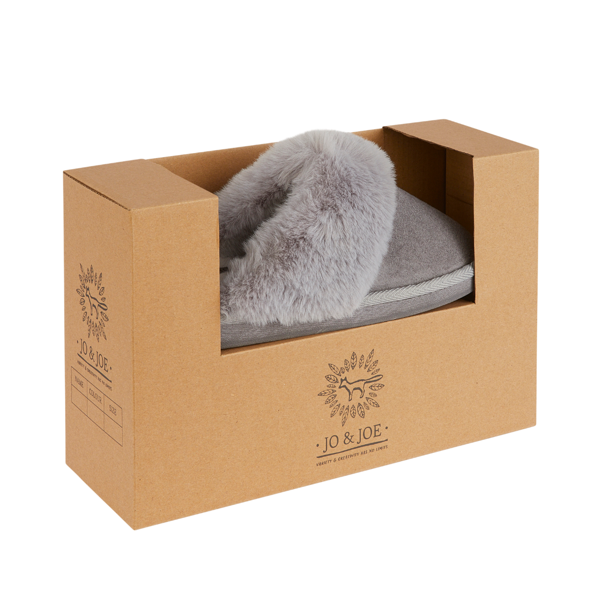 Crathie grey faux suede mule slippers – gift box