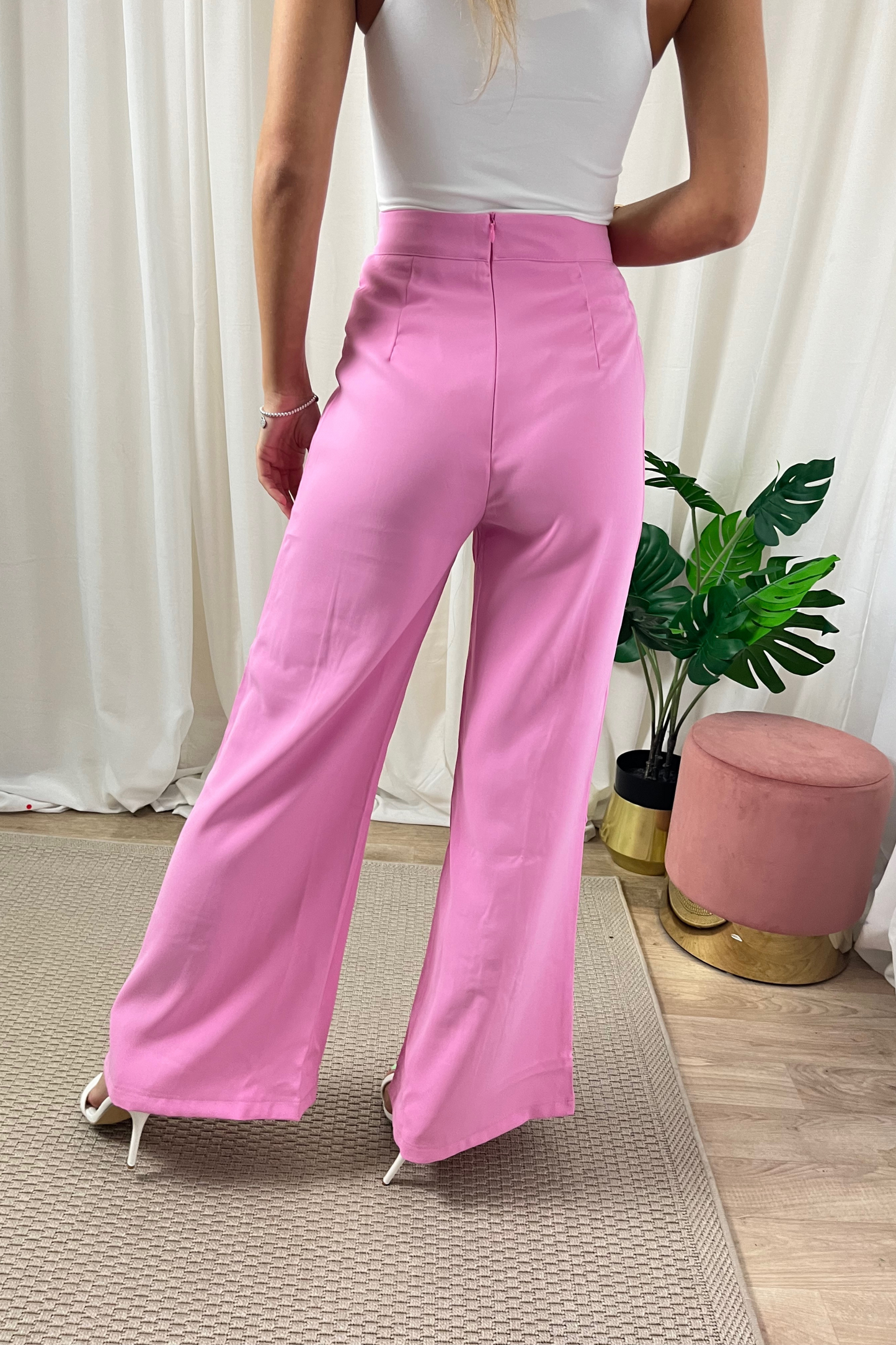 Pink High Waisted Flare Pants