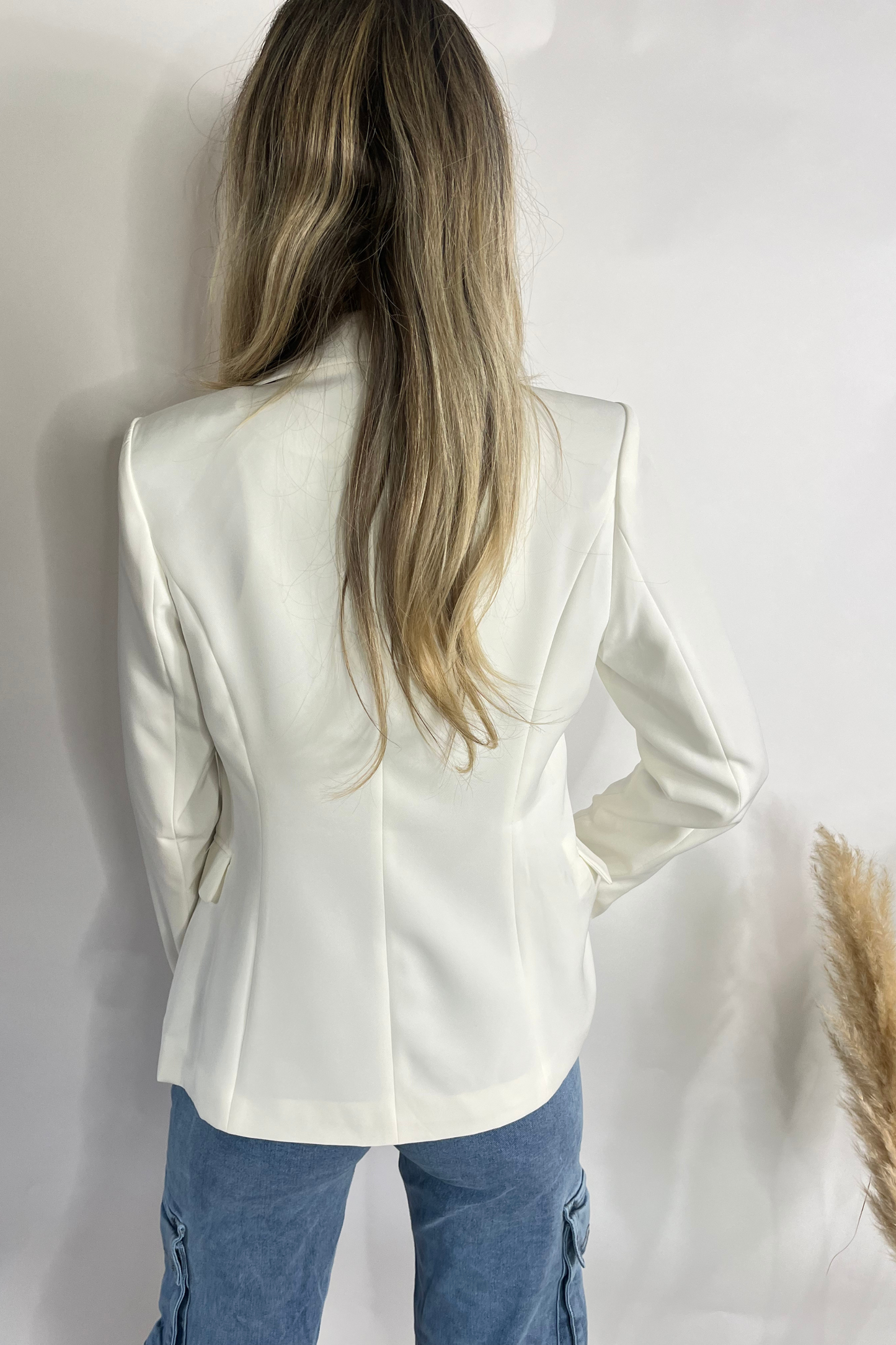 White Golden Buttons Double Breast Blazer