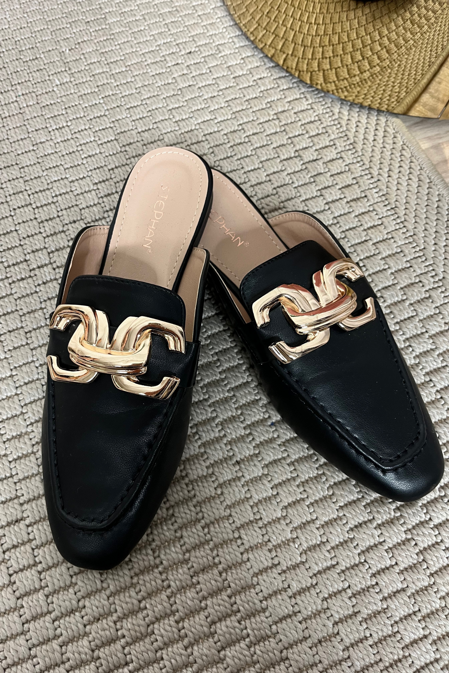 Black Loafers With Gold Buckle